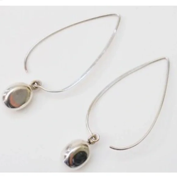 Silpada Vintage Sterling Silver Larger Size Drop Silver Bead Threader Earrings - Picture 3 of 9